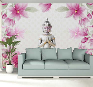 Blumen Buddha Fototapete - TenStickers