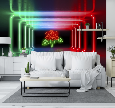 Fototapete 3D neonrosensilhouette - TenStickers
