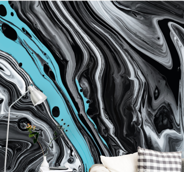 Fototapete abstrakt in schwarz und aqua flow - TenStickers