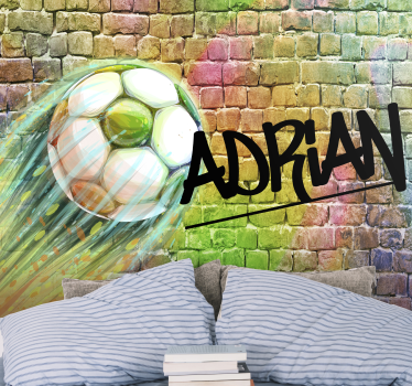 Tapete Jugendzimmer bunter Fußball mit Namen - TenStickers