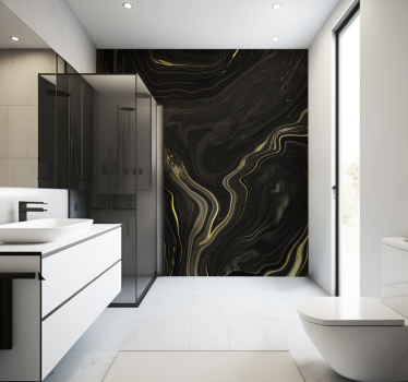 Fototapete Badezimmer Marmor schwarz gold - TenStickers