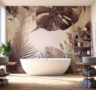 Fototapete Badezimmer tropische Blätter - TenStickers