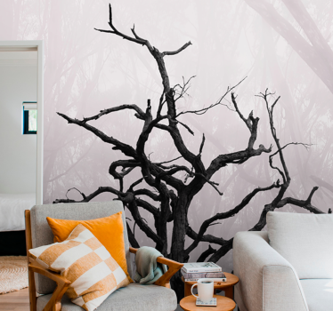 Fototapete baum mit filigraner astsilhouette - TenStickers