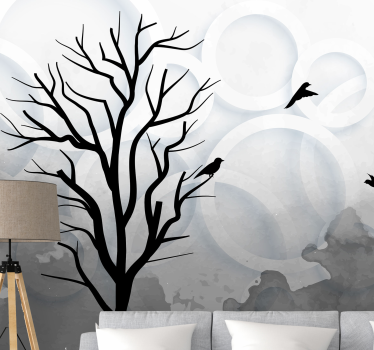 Fototapete baum silhouette mit vögeln - TenStickers