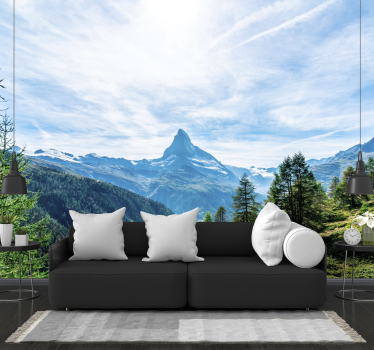 Matterhorn Berg Tapete Wohnzimmer - TenStickers