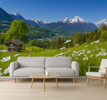 Fototapete Berg und Wiese im Sommer - TenStickers