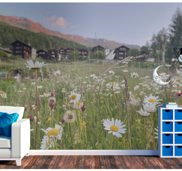 Fototapete blumen blick auf eine blühende wiese - TenStickers