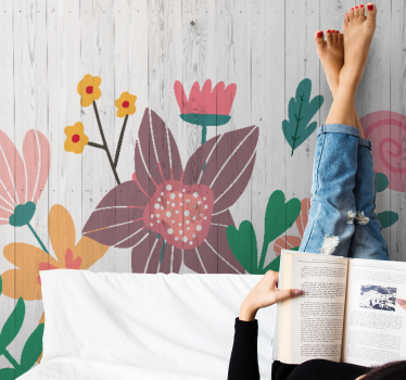 Fototapete blumen bunte blumenillustration - TenStickers