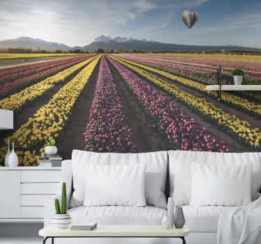 Fototapete Blumen bunte tulpenfelder - TenStickers