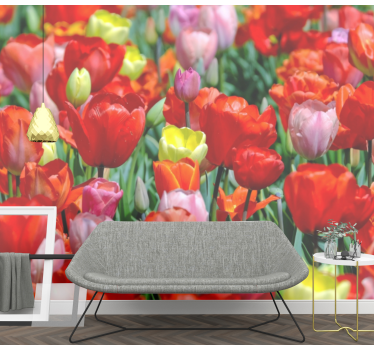 Fototapete blumen bunte tulpenwiese - TenStickers