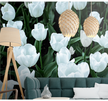 Fototapete blumen elegante weiße tulpen - TenStickers
