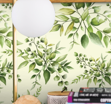 Fototapete blumen elegantes grünpflanzenmuster - TenStickers