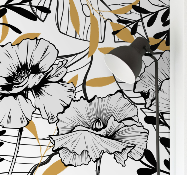 Fototapete Blumen florale umrissmuster - TenStickers