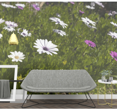 Fototapete blumen gänseblümchen und grün - TenStickers