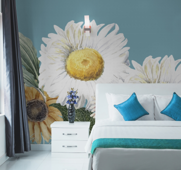 Fototapete Blumen gänseblümchen und sonnenblume - TenStickers