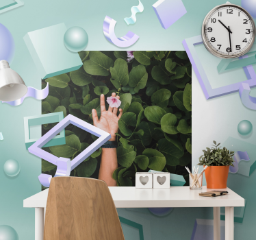 3d tapete hand mit blühendem blumenstrauß - TenStickers