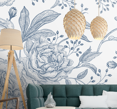 Fototapete blumen im botanischen arrangement stil - TenStickers