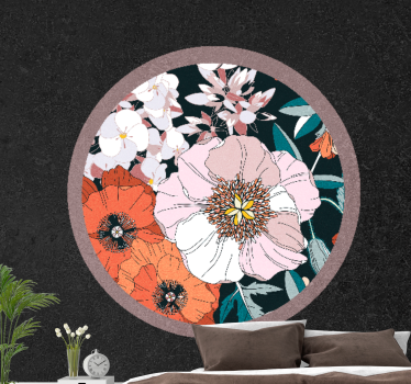 Fototapete blumen im floralen kreismuster - TenStickers