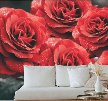 Fototapete blumen in leuchtenden roten rosen - TenStickers