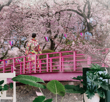 Fototapete blumen kirschblüten szene - TenStickers