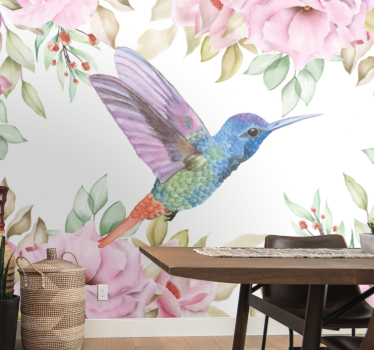 Fototapete blumen kolibri unter blüten - TenStickers