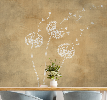 Fototapete blumen mit schwebenden löwenzahn-samen - TenStickers