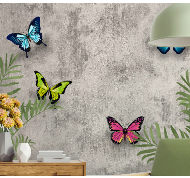 Fototapete blumen schmetterlinge und blätter - TenStickers