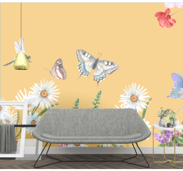 Fototapete blumen schmetterlingsblüten szene - TenStickers