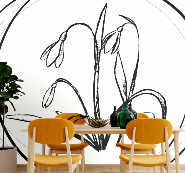 Fototapete blumen schneeglöckchen umriss - TenStickers