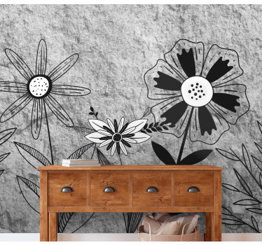 Fototapete blumen schwarzweiß blumen - TenStickers