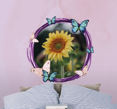 Fototapete blumen sonnenblume mit schmetterlingen - TenStickers