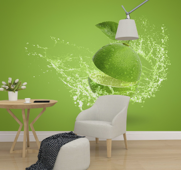 Fototapete blumen spritzendes grünes zitrus - TenStickers