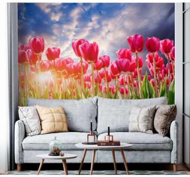 Fototapete blumen strahlendes tulpenfeld - TenStickers
