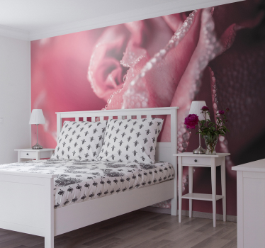 Fototapete blumen taufrische rosa - TenStickers