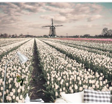 Fototapete blumen tulpenfeld landschaft - TenStickers