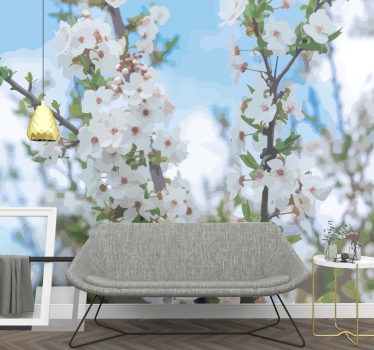 Fototapete Blumen weißer blütenzweig - TenStickers