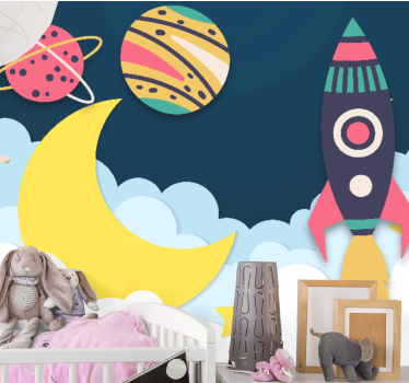 Fototapete fantasie rakete zwischen planeten - TenStickers