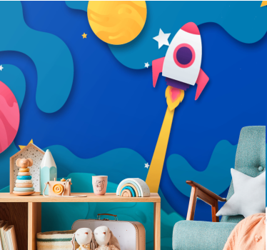 Fototapete fantasie raketenstart abenteuer - TenStickers