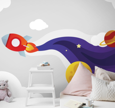 Fototapete fantasie raumschiff und himmelskörper - TenStickers