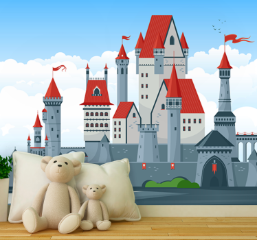 Fototapete fantasie schloss mit roten dächern - TenStickers