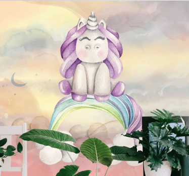 Fototapete fantasie süßes einhorn regenbogen - TenStickers