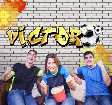 Fototapete mit Namen Jugendzimmer Fußball-Graffiti - TenStickers