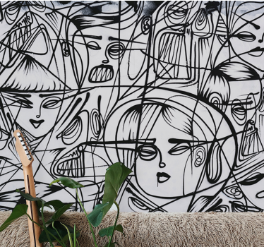 Fototapete graffiti abstrakte ausdrucksgesichter - TenStickers