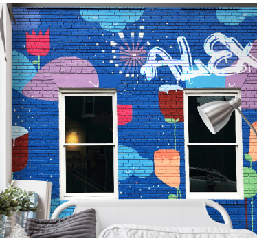 Fototapete Graffiti bunte florale elemente - TenStickers