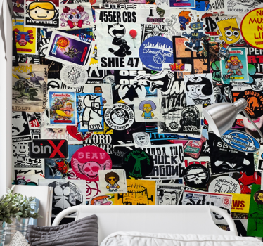 Fototapete graffiti bunte sticker collage - TenStickers