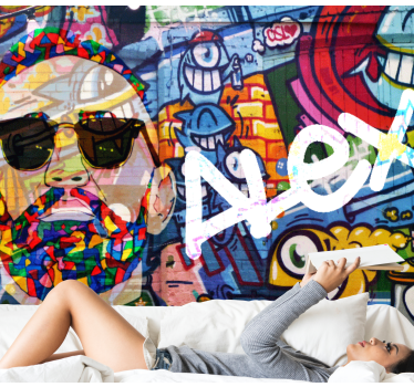Fototapete mit Namen graffiti buntes urbanes porträt - TenStickers
