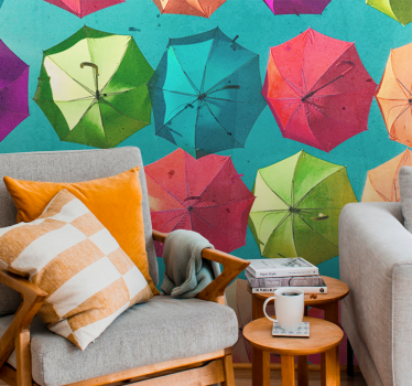 Fototapete graffiti mit buntem regenschirmdesign - TenStickers