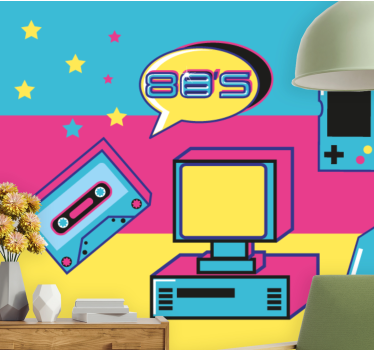 Fototapete graffiti mit retro gaming elementen - TenStickers