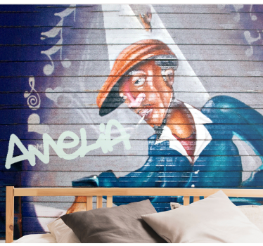 Fototapete Graffiti musiker mit hut - TenStickers