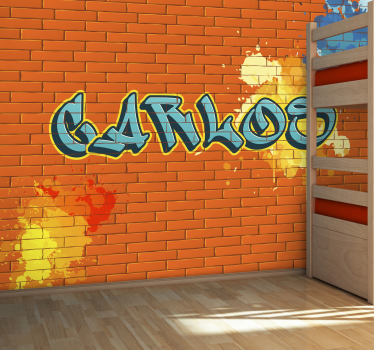 Fototapete mit Namen Graffiti orangene Ziegel - TenStickers